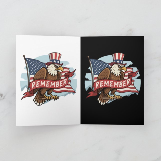 Carte Patriotic Eagle "Remember" American Flag Design (Intérieur)