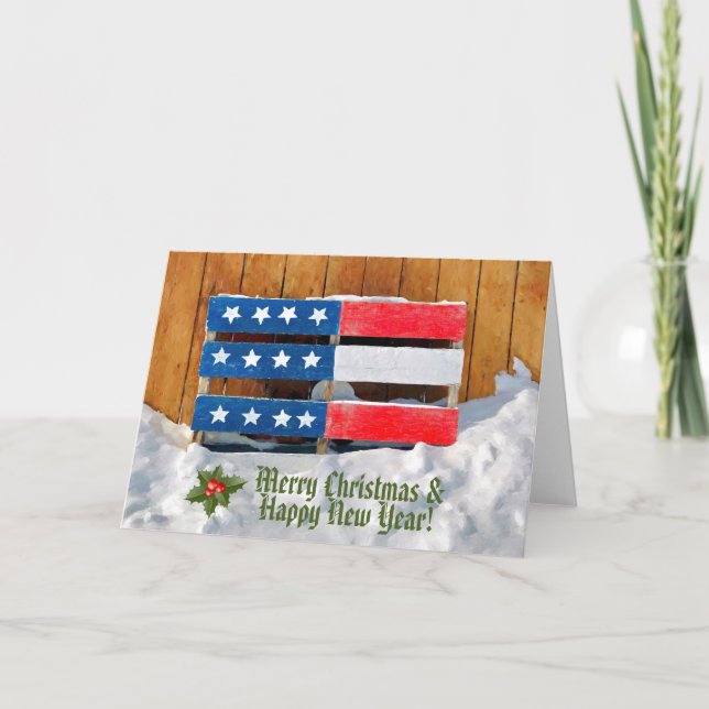 Carte Patriotic Merry Christmas Greeting Card (Devant)
