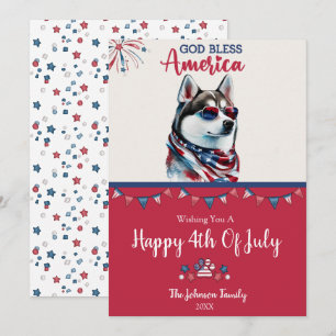 Carte patriotique de chien - Husky du 4 juillet