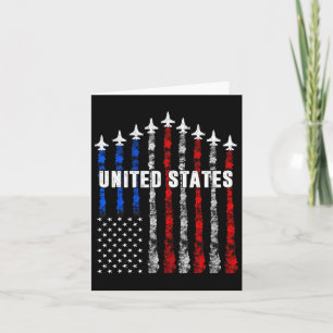 Carte Patriotique Rouge Bleu Bleu Usa Drapeau Jets 4e