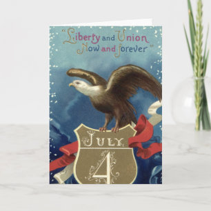 Carte Patriotique vintage 4 juillet, Aigle aux étoiles
