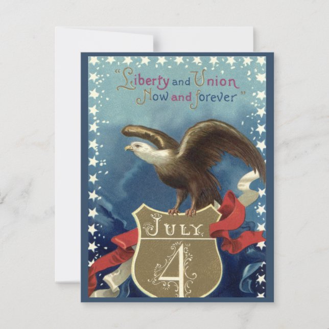 Carte Patriotique vintage 4 juillet, Aigle aux étoiles (Devant)