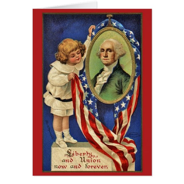 Carte patriotique vintage de George Washington (Devant)