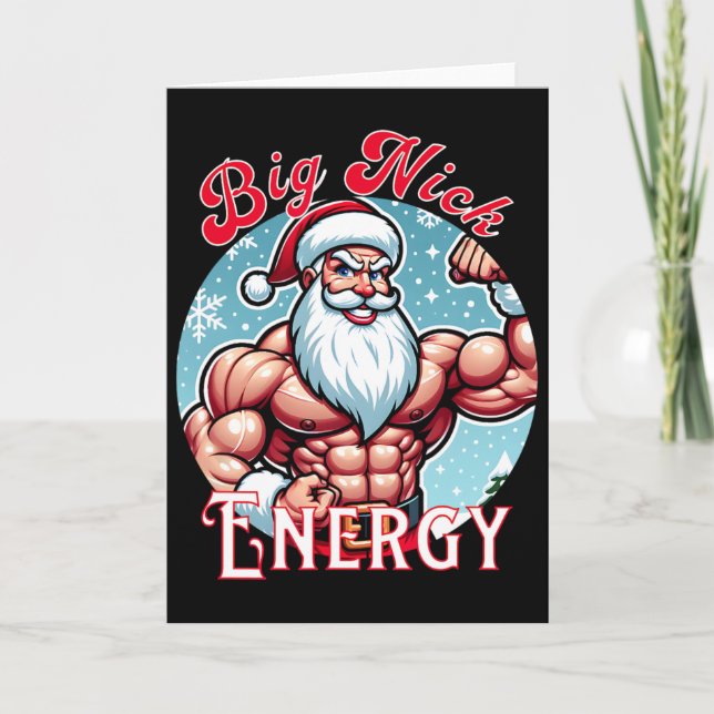 Carte Patrouille de Noël musclée du Père Noël Big Nick E (Devant)