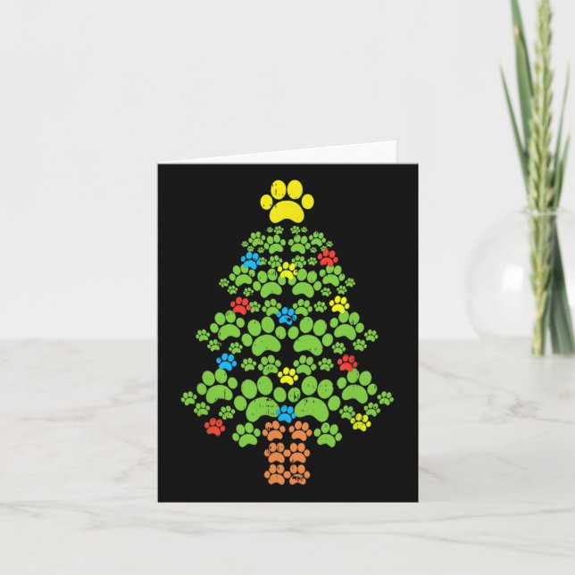 Carte Patrouilles Arbre De Noël Chien Ou Chat Avec Père  (Devant)