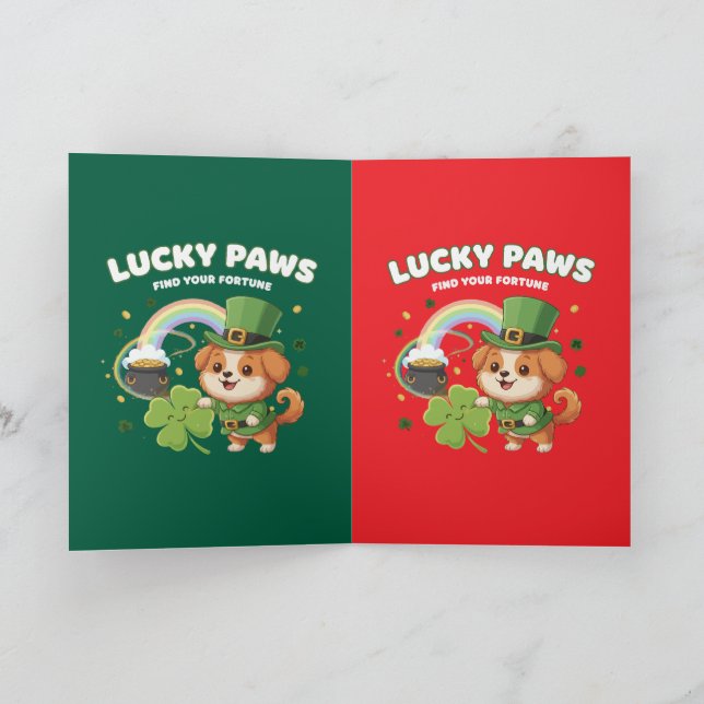 Carte  "Patte Chanceuse Saint-Patrick Chiot" (Intérieur)