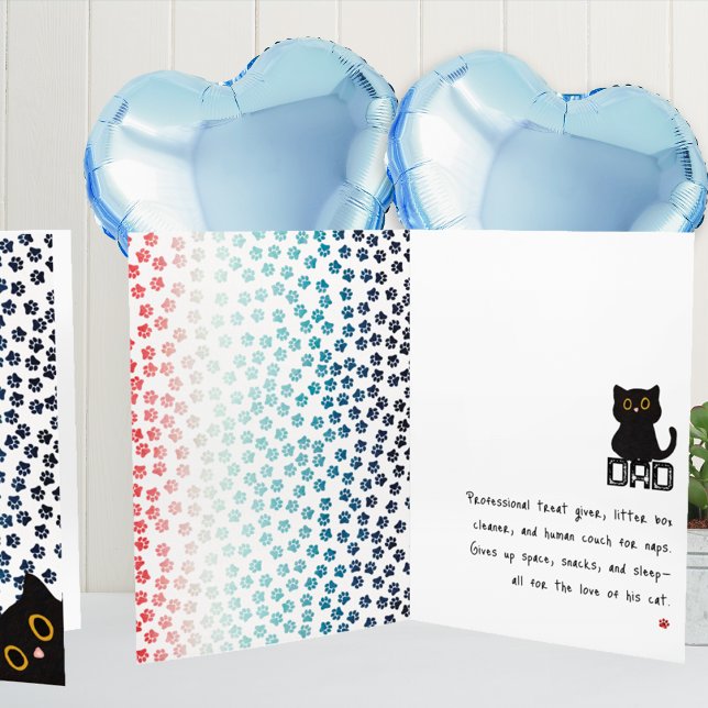 Carte Pattes rouges, blanches et bleues Papa chat noir d (Créateur téléchargé)