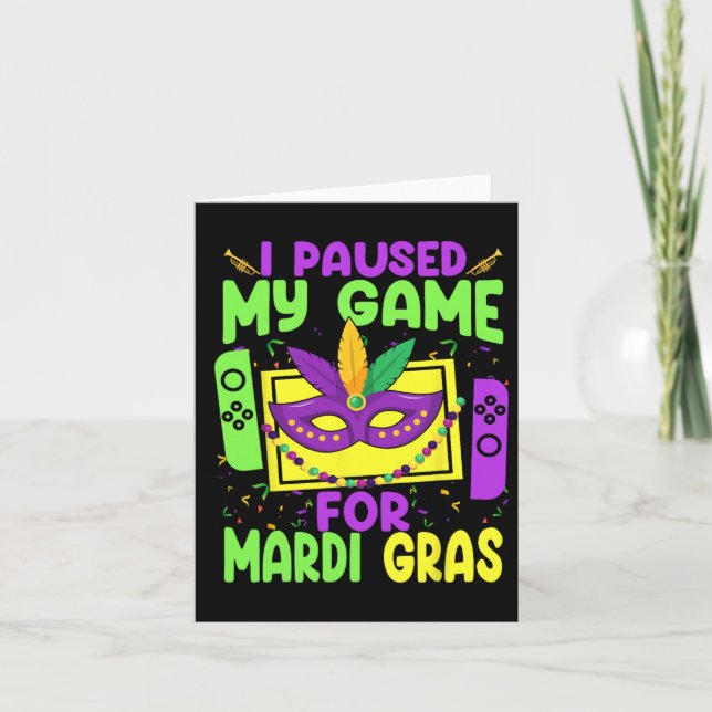 Carte Pause Mon Jeu Pour Mardi Gras Jeu Vidéo Gamer Con (Devant)