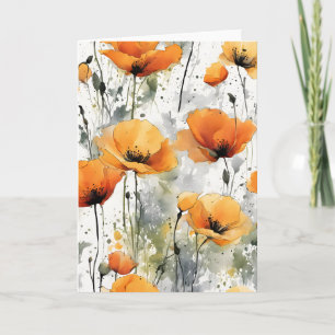 Carte Pavot de Californie - Fleurs aquarelle