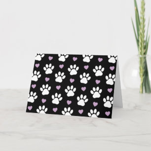 Carte Paw Motif, Chien Paws, White Paws, Lilac Hearts