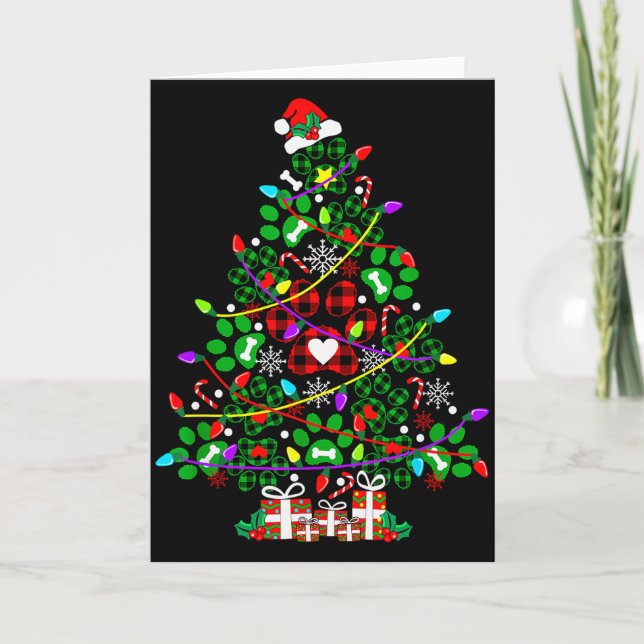 Carte Paw Print Christmas Tree Dog Or Cat For Men Women  (Devant)