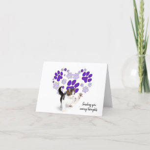 Carte Pawprint En vichy pourpre Coeur pour la perte de c