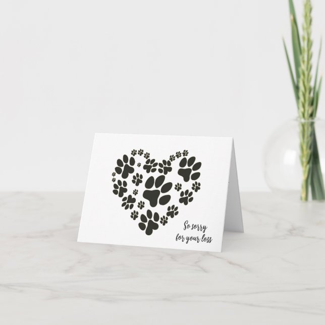 Carte Pawprint Heart for Pet Loss Sympathy (Devant)