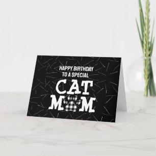 Carte Pawprint maman chat avec cheveux chats Anniversair