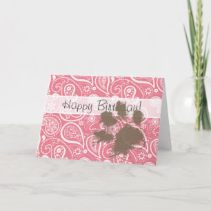 Carte Pawprint mignon rougissent dessus Paisley rose