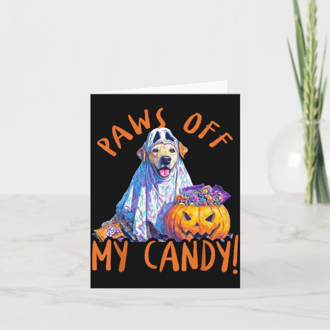 Carte Paws Off My Candy - Chien d'Halloween (Devant)