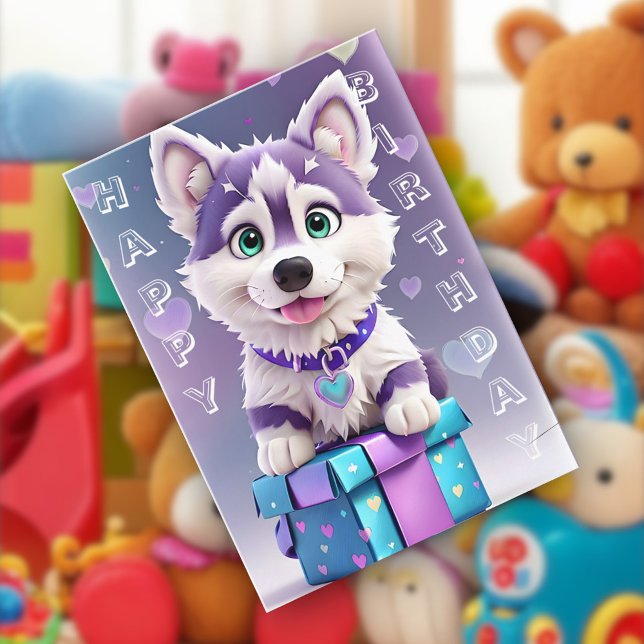 Carte Pawsome présente Husky Puppy fête son anniversaire (Créateur téléchargé)