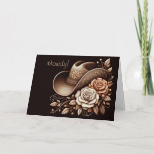 Carte Pays Western Cowgirl Casquette avec fleurs