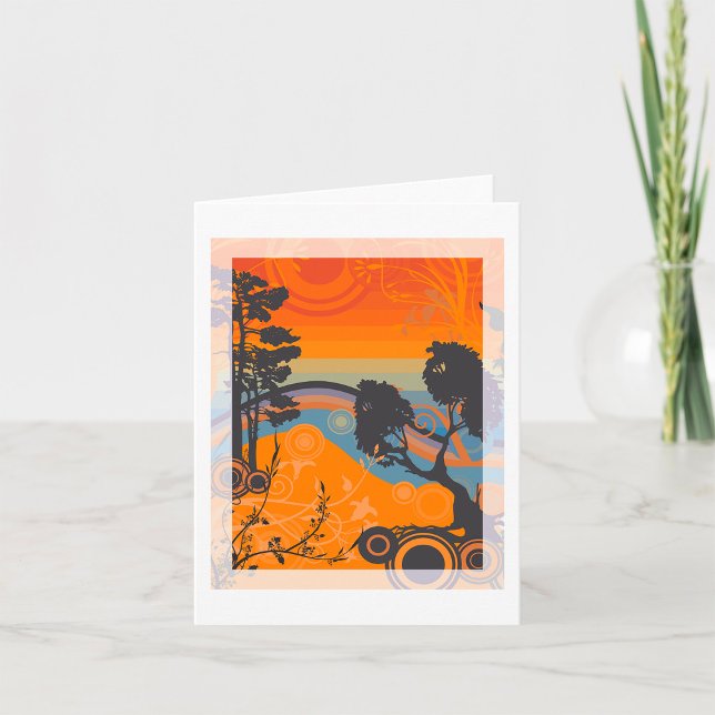 Carte Paysage Abstrait de Forêt au Coucher du Soleil Rét (Créateur téléchargé)
