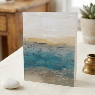 Carte Paysage aquarelle abstrait bleu et or
