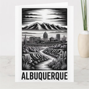 Carte Paysage d'Albuquerque Nouveau-Mexique en noir et b