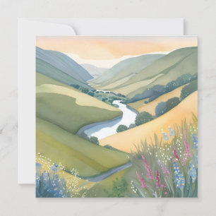 Carte Paysage de collines ondoyantes Aquarelle Belle