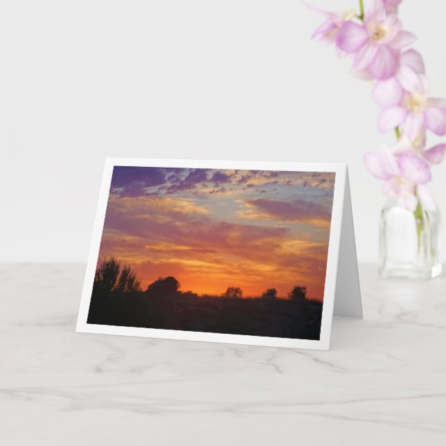 Carte Paysage de coucher de soleil enflammé (Orchidée)