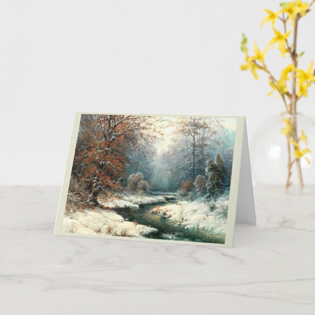 Carte Paysage de la rivière d'hiver, hiver (Fleur jaune)