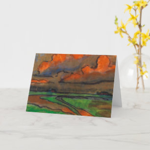 Carte Paysage de marais sous des nuages rouges Emil No
