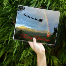 Paysage de montagne Santa Noël Arc-en-ciel Cadeau