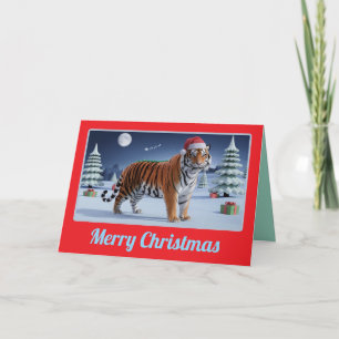Carte Paysage de Noël du Tigre Vacances