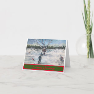 Carte Paysage de Noël vintage personnalisable