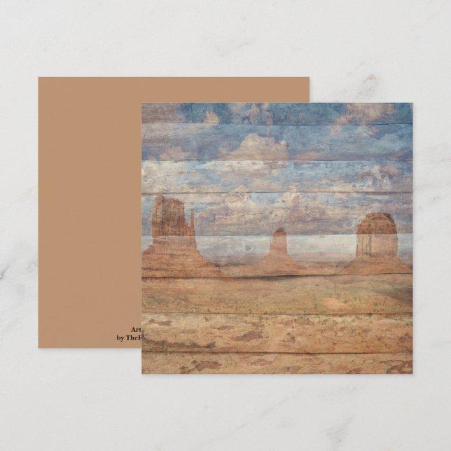 Carte Paysage désertique Buttes de grès et ciel céleste (Devant / Derrière)