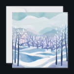 Carte Paysage d'hiver bleu enneigé Peinture à l'aquarell<br><div class="desc">Carte de Paysage d'hiver bleu enneigé Peinture à l'aquarelle</div>