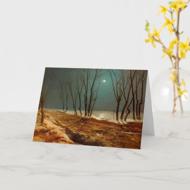 Carte Paysage en hiver au clair de lune, Art (Fleur jaune)
