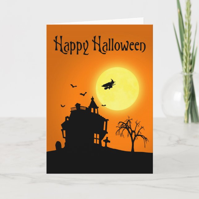 Carte Paysage heureux de silhouette de Halloween (Devant)