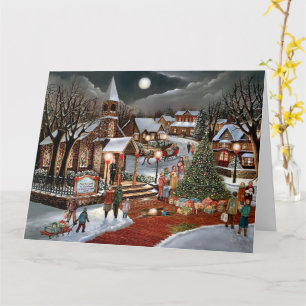 Carte Paysage hivernal enneigé de Noël vintage