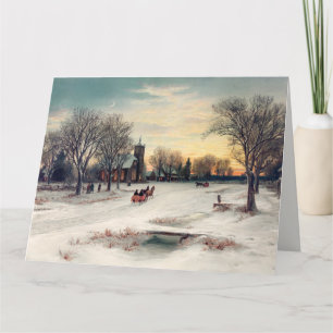 Carte Paysage hivernal enneigé de Noël vintage