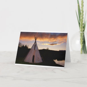 Carte Paysage indien de coucher du soleil de Teepee