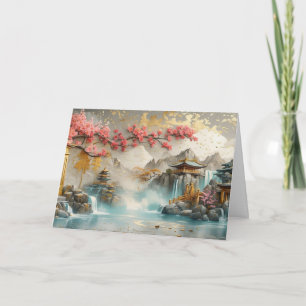 Carte Paysage japonais Abstrait avec Sakura Blossom