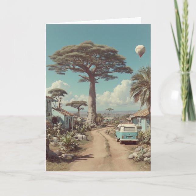 Carte Paysage onirique de baobab avec fourgonnette de ca (Devant)