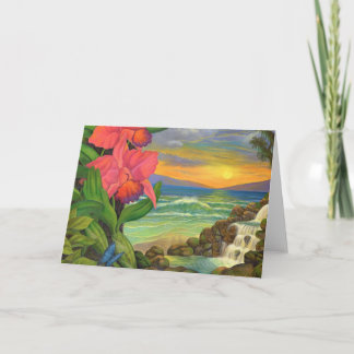 Carte Paysage Orchidées de l'océan Surréalisme peinture 
