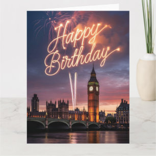 Carte Paysage urbain de Londres avec feu d'artifice pour