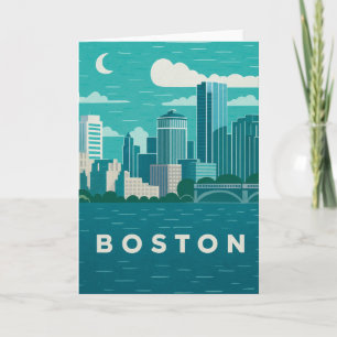 Carte Paysage urbain nocturne du Massachusetts Ville d