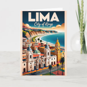 Carte Paysage urbain vintage de Lima Pérou Voyage rétro