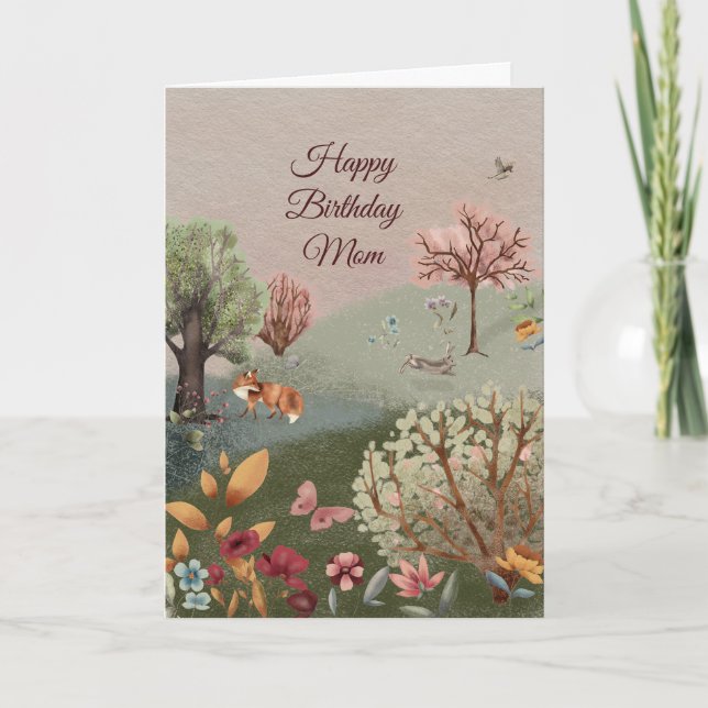 Carte Paysage vert du printemps Aquarelle Nom Anniversai (Devant)
