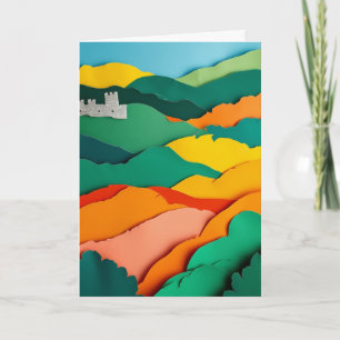 Carte Paysage vibrant de papier découpé