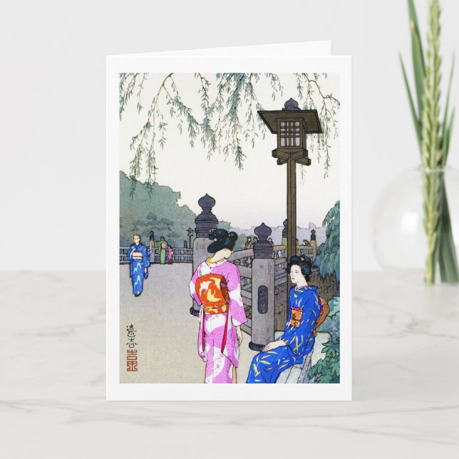 Carte Paysages avec femmes dans un Kimono, Hiroshi Yoshi (Devant)