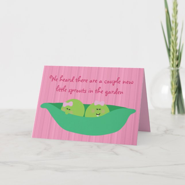 Carte Pea Pod Pals New Baby Girls Félicitations Card (Devant)