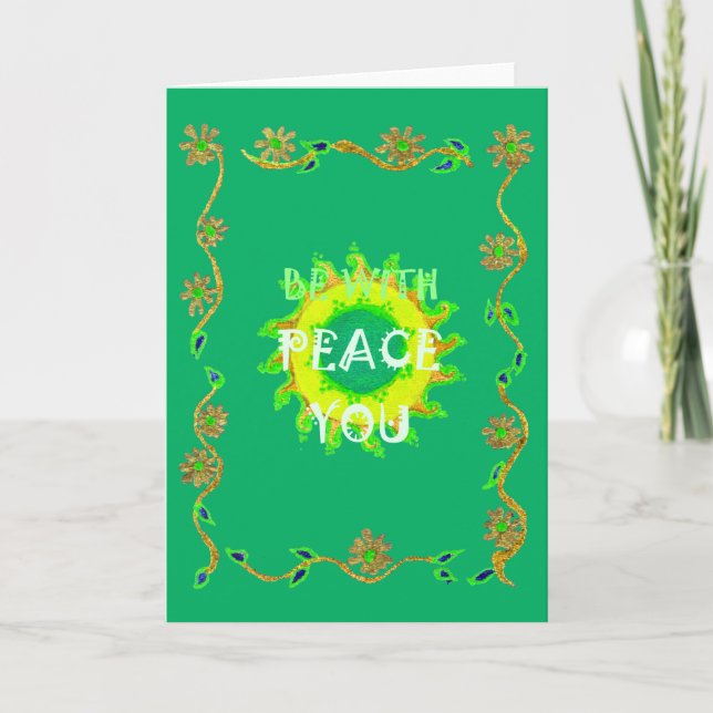 Carte Peace Be With You : Inspirant Vert et Jaune (Devant)